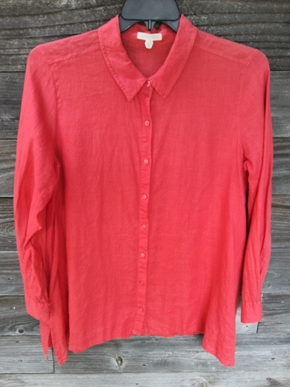 Eileen Fisher Coral Colored Long Sleeve Blouse Size Medium